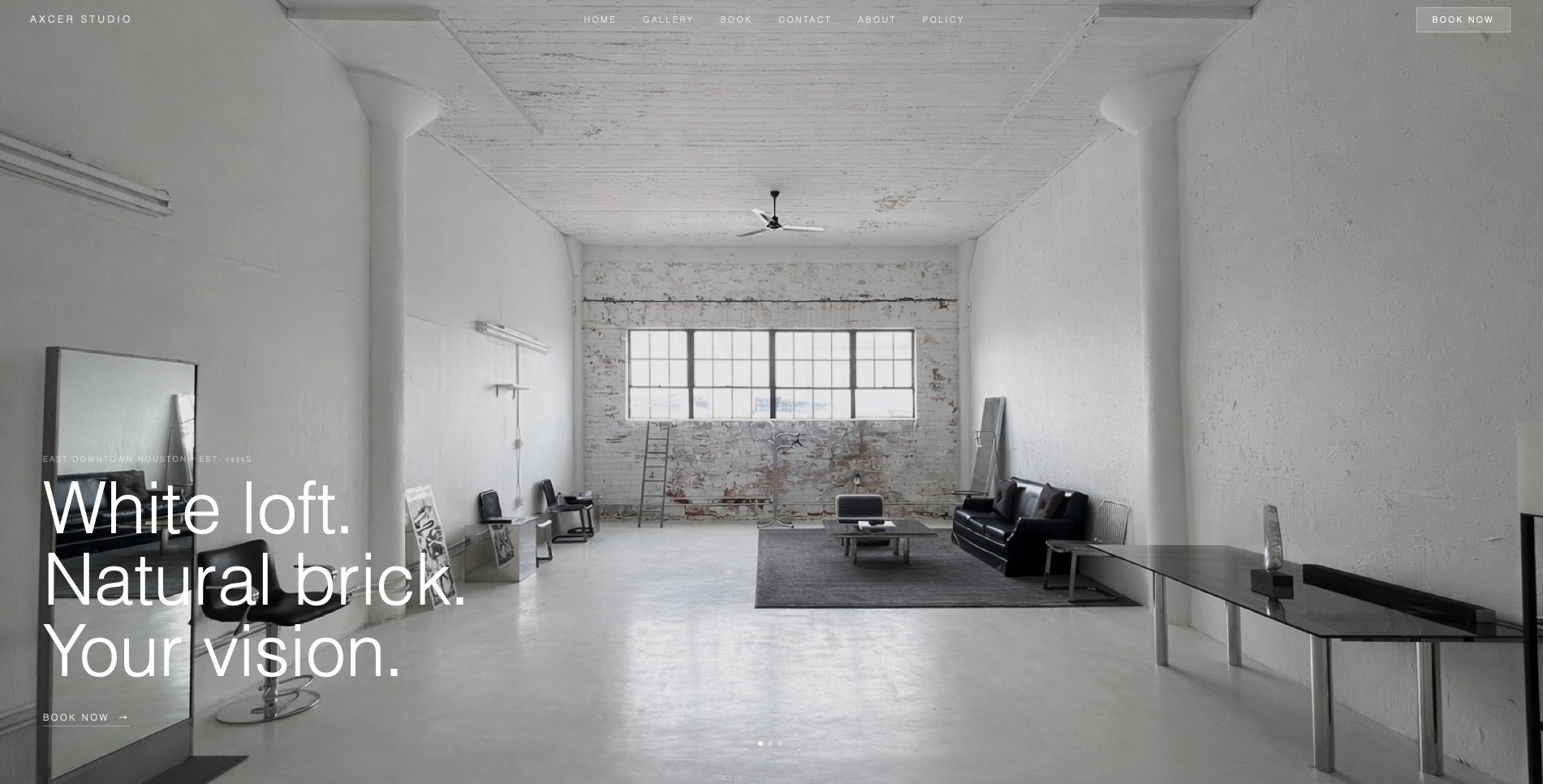 Axcer Studio website, designed by Ironweb
