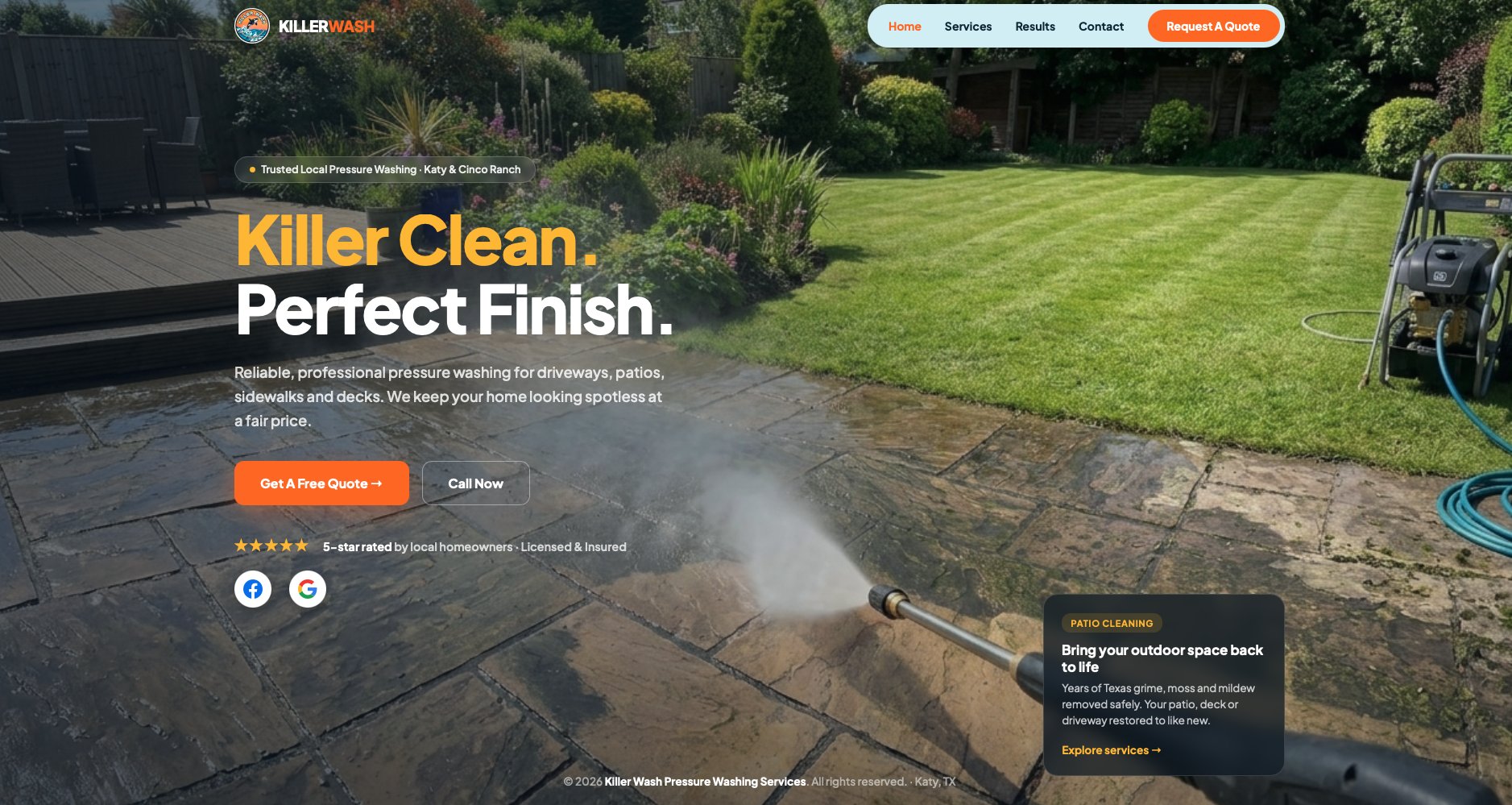 Killer Power Wash website on desktop